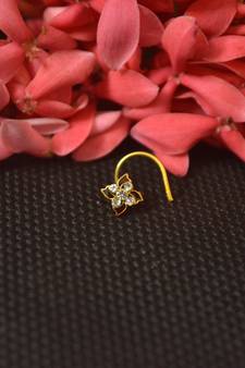 Elite bejeweled designer Meenakari gold diamond nose ring or nose pin