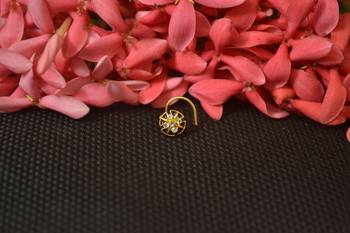 Elite bejeweled designer Meenakari gold diamond nose ring or nose pin 1