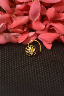 Elite bejeweled designer Meenakari gold diamond nose ring or nose pin