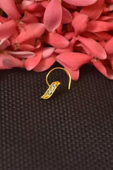 Elite bejeweled designer gold diamond nose ring or nose pin