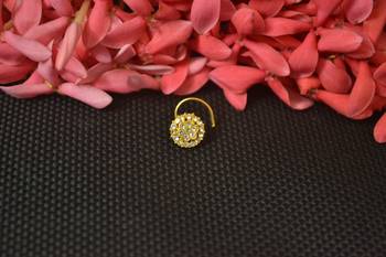 Elite Bejeweled Sizzling graceful designer gold diamond nose ring or nose pin 1