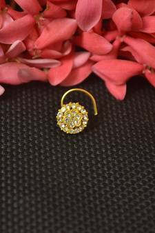 Elite Bejeweled Sizzling graceful designer gold diamond nose ring or nose pin