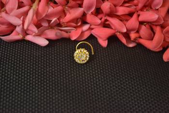Elite Bejeweled Sizzling graceful designer gold diamond nose ring or nose pin 2