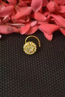 Elite Bejeweled Sizzling graceful designer gold diamond nose ring or nose pin