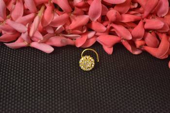 Elite Bejeweled Sizzling graceful designer gold diamond nose ring or nose pin 3