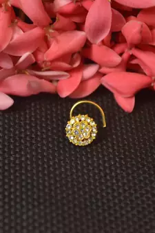 Elite Bejeweled Sizzling graceful designer gold diamond nose ring or nose pin