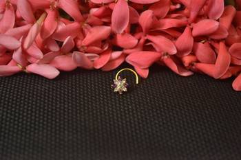 Purple Designer Gold cubic zirconia nose ring or Nose Pin 1