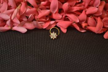 Pink Elite bejeweled designer gold diamond nose ring or nose pin 1