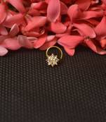Pink Elite bejeweled designer gold diamond nose ring or nose pin