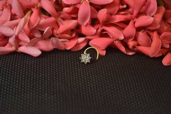 Turquoise Sizzling graceful designer gold diamond nose ring or nose pin 2