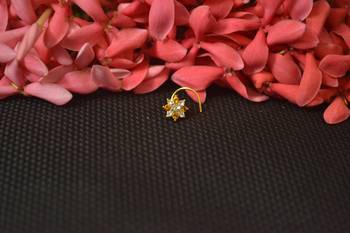 Yellow Sizzling graceful designer gold diamond nose ring or nose pin 2