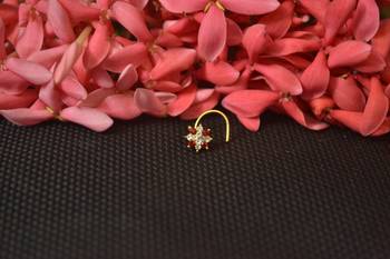 Red Designer Gold cubic zirconia nose ring or Nose Pin 1