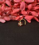 Red Designer Gold cubic zirconia nose ring or Nose Pin