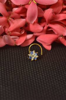 Blue Sizzling Graceful Designer Nosepins Gold Diamond nose ring or Nose Pin