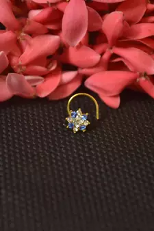 Blue Sizzling Graceful Designer Nosepins Gold Diamond nose ring or Nose Pin
