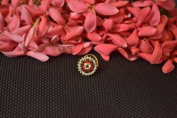 Red Sizzling graceful designer gold diamond nose ring or nose pin 1