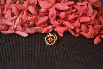 Red Sizzling graceful designer gold diamond nose ring or nose pin 2