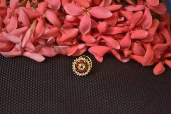 Red Sizzling graceful designer gold diamond nose ring or nose pin 3