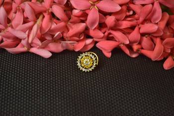 Yellow Allure charming designer gold diamond nose ring or nose pin 1
