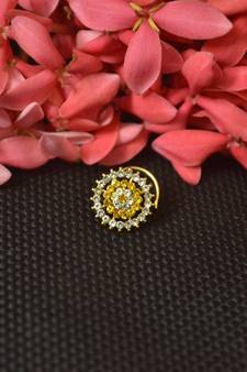 Yellow Allure charming designer gold diamond nose ring or nose pin