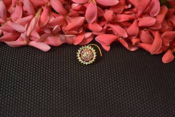 Pink Sizzling graceful designer gold diamond nose ring or nose pin 1