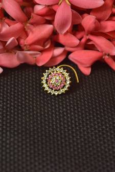 Pink Sizzling graceful designer gold diamond nose ring or nose pin