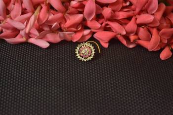 Pink Sizzling graceful designer gold diamond nose ring or nose pin 2