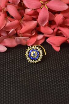 Blue Sizzling Graceful Designer Nosepins Gold Diamond nose ring or Nose Pin