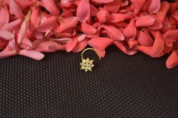 Twinkling Fancy Gold Multi Diamond nose ring or nose pin  1