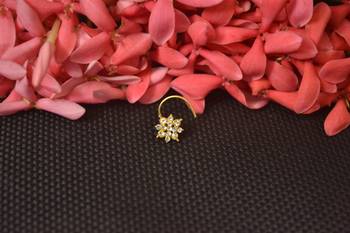 Twinkling Fancy Gold Multi Diamond nose ring or nose pin  2