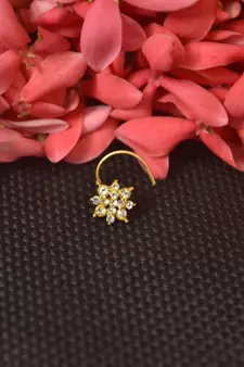 Twinkling Fancy Gold Multi Diamond nose ring or nose pin 