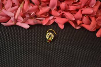 Elite bejeweled designer Meenakari gold diamond nose ring or nose pin 1