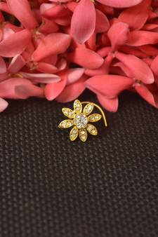 Elite bejeweled designer Big gold diamond nose ring or nose pin