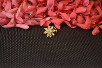 Elite bejeweled designer Big gold diamond nose ring or nose pin 2