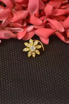 Elite bejeweled designer Big gold diamond nose ring or nose pin