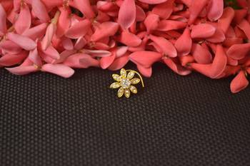 Elite bejeweled designer Big gold diamond nose ring or nose pin 3