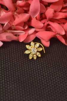 Elite bejeweled designer Big gold diamond nose ring or nose pin
