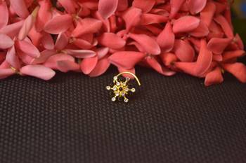 Shimmering Graceful Gold cubic zirconia nose ring or nose pin  2