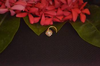 Elite bejeweled designer Meenakari gold diamond nose ring or nose pin 1