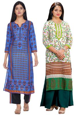Multicolor printed rayon combo-kurtis 1