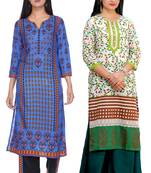 Multicolor printed rayon combo-kurtis