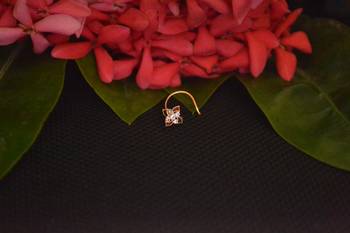 Twinkling Fancy Gold cubic zirconia Meenakari nose ring or nose pin  1