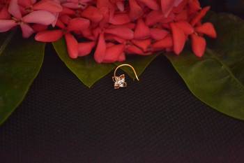 Twinkling Fancy Gold cubic zirconia Meenakari nose ring or nose pin  2