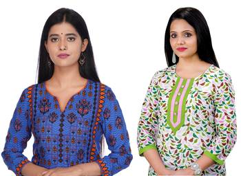 Multicolor printed rayon combo-kurtis 3