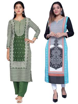 Multicolor printed rayon combo-kurtis 1