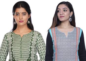 Multicolor printed rayon combo-kurtis 3