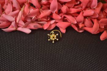 Elite bejeweled designer Spikes gold diamond nose ring or nose pin 1