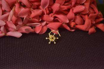 Elite bejeweled designer Spikes gold diamond nose ring or nose pin 2