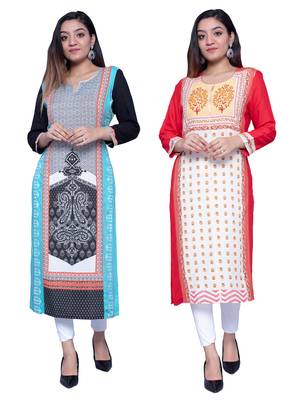 Multicolor printed rayon combo-kurtis 1