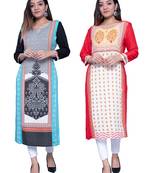 Multicolor printed rayon combo-kurtis